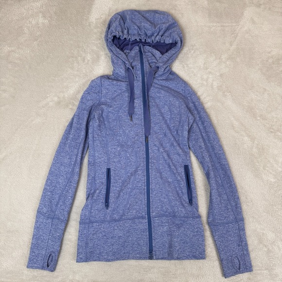 lululemon athletica Tops - Lululemon Scuba Hoodie Womens Size 2‎ Blue Preowned Full Zip Gym Running Workout